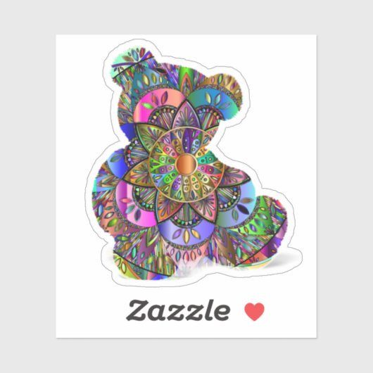 Mandala Teddy Bear Sticker (Vel)