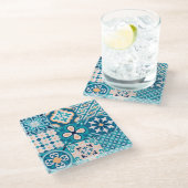 Mandala Tegel Pattern Glazen Onderzetter (Schuin)