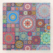 Mandala Tegel Pattern Glazen Onderzetter (Voorkant)