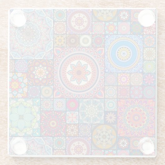 Mandala Tegel Pattern Glazen Onderzetter (Achterkant)