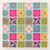 Mandala Tegel Pattern Glazen Onderzetter (Voorkant)