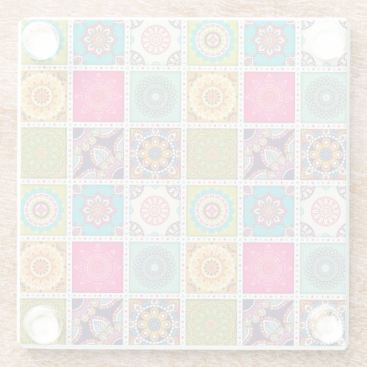 Mandala Tegel Pattern Glazen Onderzetter (Achterkant)