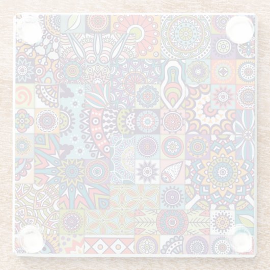 Mandala Tegel Pattern Glazen Onderzetter (Achterkant)