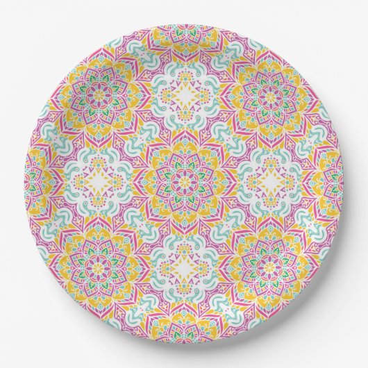 Mandala Tegel Pattern Papieren Bordje (Voorkant)