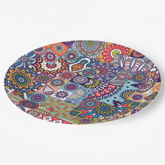 Mandala Tegel Pattern Papieren Bordje (Gekanteld)