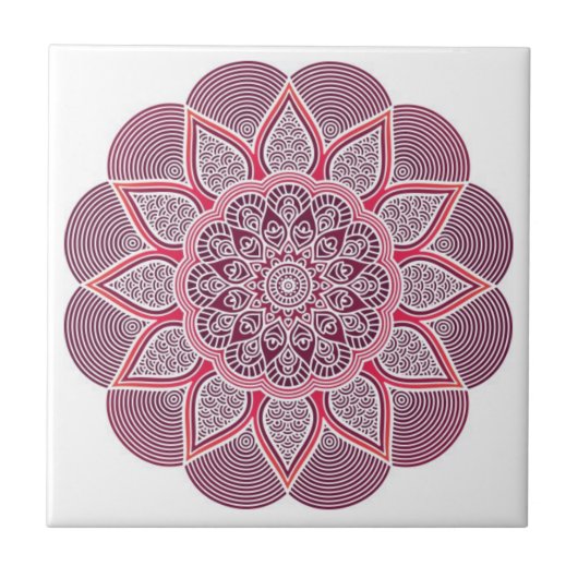 Mandala tegels kleurrijk tegeltje (Voorkant)