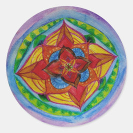 Mandala Tekening Classic Ronde Sticker, Glanzend Sticker