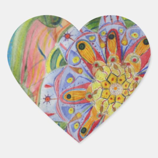 Mandala tekening Hart Stickers, Glanzend Hart Sticker (Voorkant)