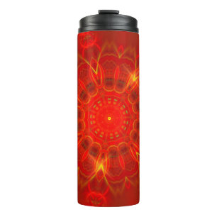 Mandala Thin Lines Warm Colors Donk Red Background Thermosbeker