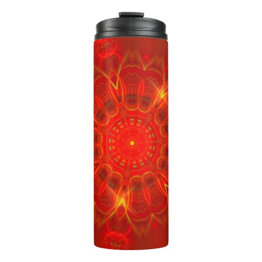 Mandala Thin Lines Warm Colors Donk Red Background Thermosbeker (Voorkant)