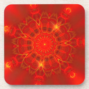 Mandala Thin Lines Warm Colors Red Background Bier Onderzetter