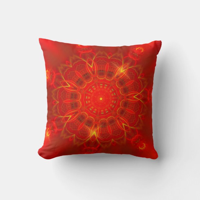 Mandala Thin Lines Warm Colors Red Background Kussen (Voorkant)