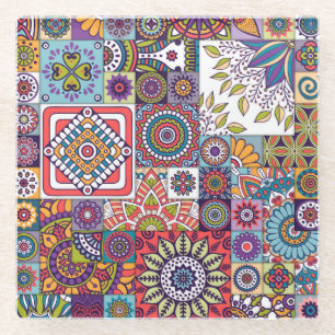 Mandala Tile Pattern Glazen Onderzetter