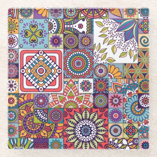 Mandala Tile Pattern Glazen Onderzetter (Voorkant)
