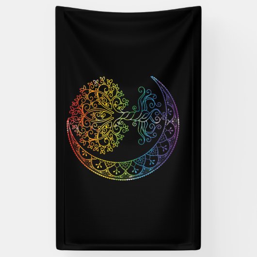 Mandala Tree of Life Tattoo Style Spandoek (Verticaal)