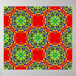 Mandala Tribal: naadloze illustratie Poster