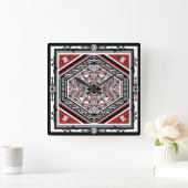 Mandala Tribal Nouveau Vierkante Klok (Huis)