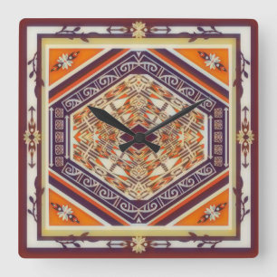 Mandala Tribal Nouveau Vierkante Klok