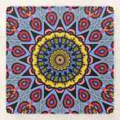 Mandala Trippy Retro Hippie Boho Chic Bohemian Glazen Onderzetter (Voorkant)