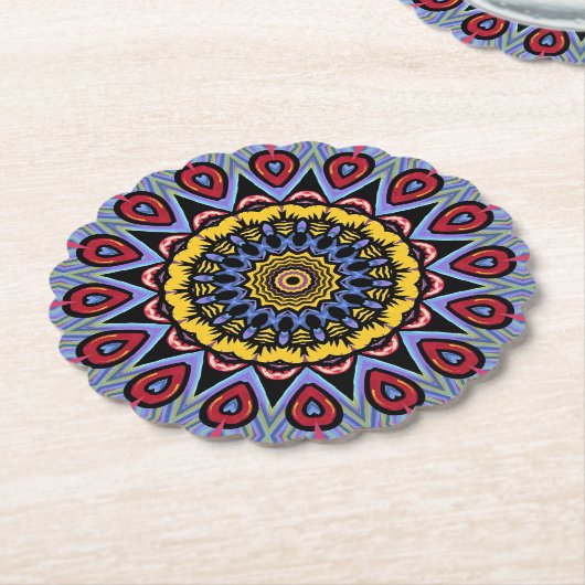 Mandala Trippy Retro Hippie Boho Chic Bohemian Kartonnen Onderzetters (Gekanteld)