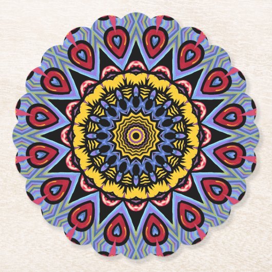 Mandala Trippy Retro Hippie Boho Chic Bohemian Kartonnen Onderzetters (Voorkant)