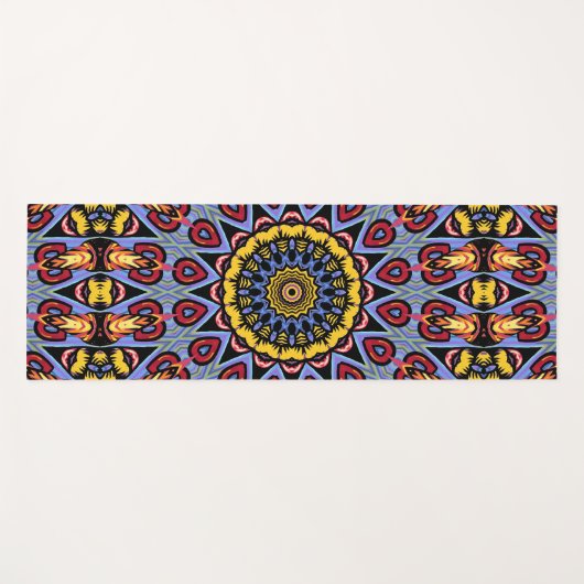 Mandala Trippy Retro Hippie Boho Chic Bohemian Yogamat (Voorkant (horizontaal))