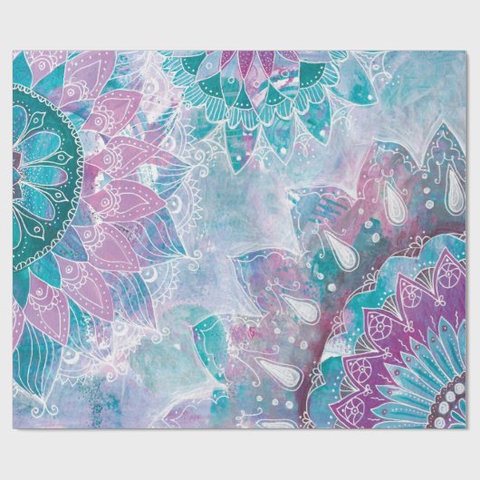 Mandala türkis pink cadeaupapier (Vlak)