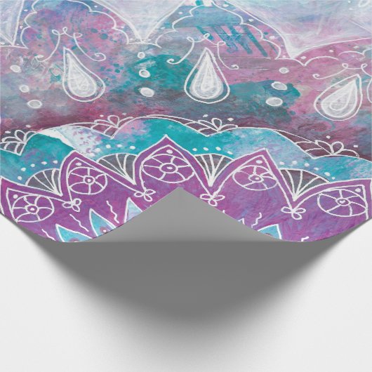 Mandala türkis pink cadeaupapier (Hoek)