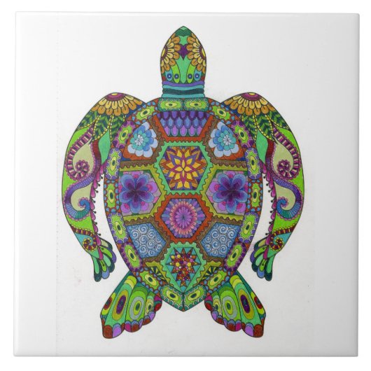 Mandala Turtle design Tegeltje (Voorkant)