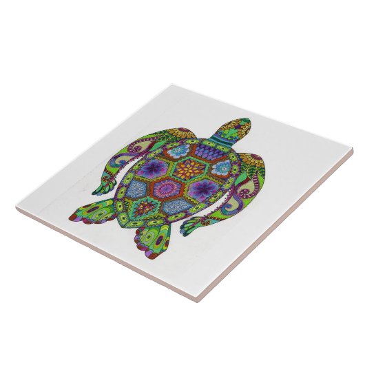 Mandala Turtle design Tegeltje (Zijkant)