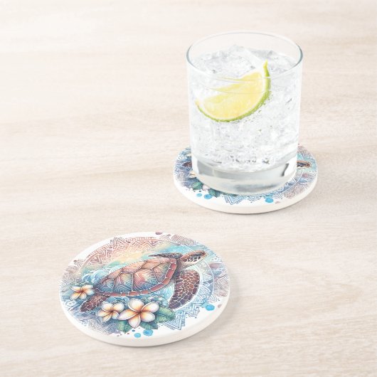 Mandala Turtle Sandstone Onderzetter (Zijkant)