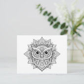 Mandala Uil Hoofd Lijn Kunst Briefkaart (Staand voorkant)