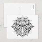 Mandala Uil Hoofd Lijn Kunst Briefkaart (Voorkant / Achterkant)