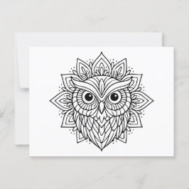 Mandala Uil Hoofd Lijn Kunst Briefkaart