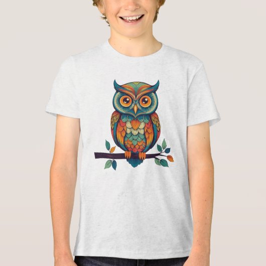 Mandala Uil Tri-Blend Shirt (Voorkant)