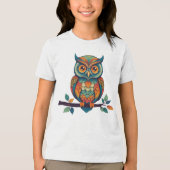 Mandala Uil Tri-Blend Shirt (Voorkant)
