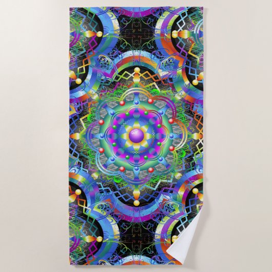 Mandala Universum Kleuren Strandlaken (Voorkant)