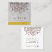 Mandala universum met gouden metalen rand vierkante visitekaartje (Voorkant / Achterkant)