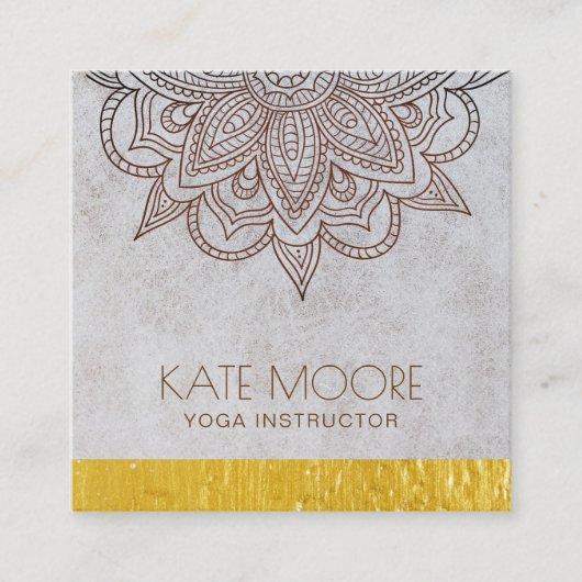 Mandala universum met gouden metalen rand vierkante visitekaartje (Voorkant)