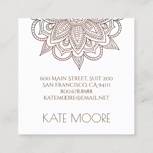 Mandala universum met gouden metalen rand vierkante visitekaartje (Achterkant)