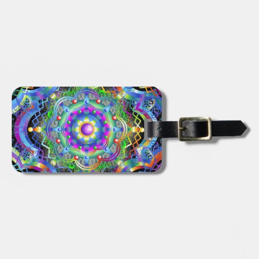 Mandala Universum Psychedelische Kleuren Bagagelabel (Voorkant horizontaal)