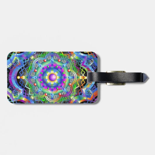 Mandala Universum Psychedelische Kleuren Bagagelabel (Achterkant horizontaal)