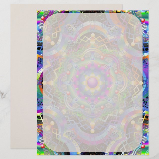 Mandala Universum Psychedelische Kleuren Briefhoofd (Voorkant / Achterkant)