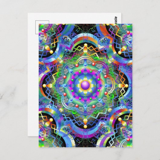 Mandala Universum Psychedelische Kleuren Briefkaart (Voorkant / Achterkant)