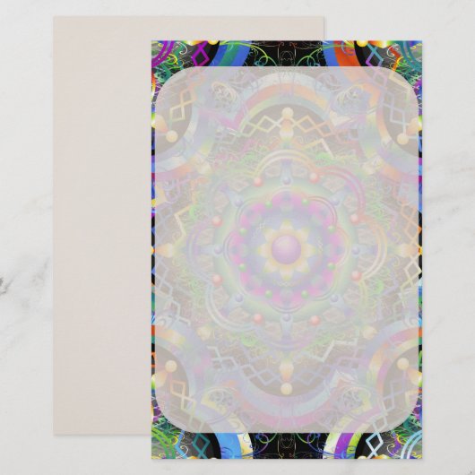 Mandala Universum Psychedelische Kleuren Briefpapier (Voorkant / Achterkant)