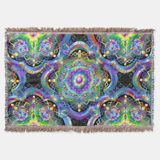 Mandala Universum Psychedelische Kleuren Deken (Voorkant)