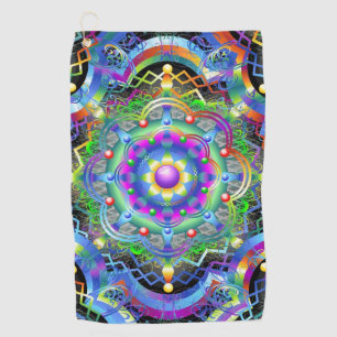 Mandala Universum Psychedelische Kleuren Golfhanddoek