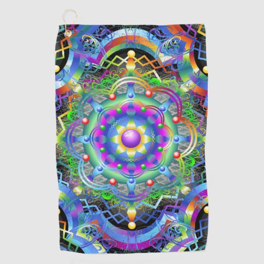 Mandala Universum Psychedelische Kleuren Golfhanddoek (Voorkant)