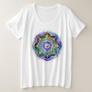 Mandala Universum Psychedelische Kleuren Grote Maat T-shirt