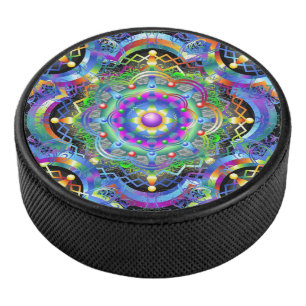 Mandala Universum Psychedelische Kleuren Hockey Puck